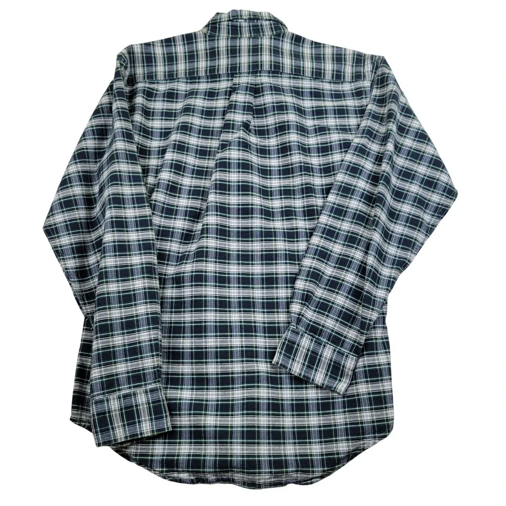 Ralph Lauren Button Down Shirt Boys L 16/18 Green Blue Plaid Long Sleeve